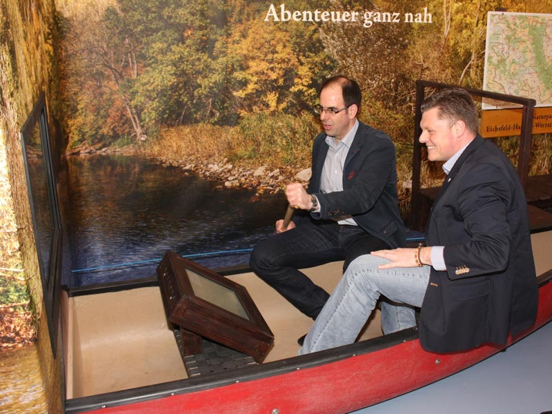 Virtuelle Paddeltour auf der Werra in der Naturpark-Information Treffurt